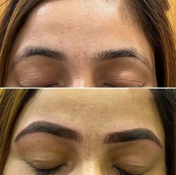 Microblading before and after at Madika Aesthetics